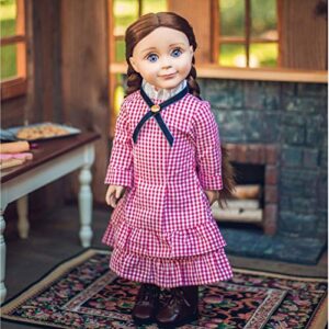 the queen's treasures 18 inch doll clothes, little house on the prairie authentic laura ingalls red check dress outfit, compatible for use with american girl dolls