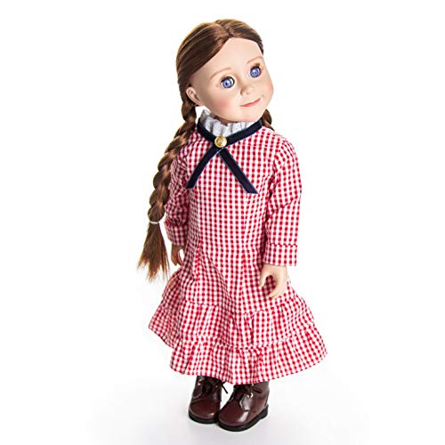 The Queen's Treasures 18 Inch Doll Clothes, Little House on The Prairie Authentic Laura Ingalls Red Check Dress Outfit, Compatible for Use with American Girl Dolls