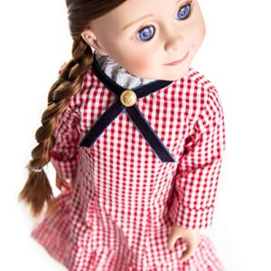 The Queen's Treasures 18 Inch Doll Clothes, Little House on The Prairie Authentic Laura Ingalls Red Check Dress Outfit, Compatible for Use with American Girl Dolls