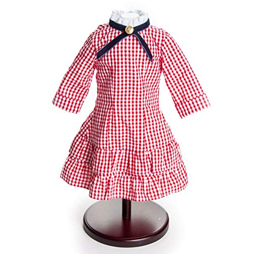 The Queen's Treasures 18 Inch Doll Clothes, Little House on The Prairie Authentic Laura Ingalls Red Check Dress Outfit, Compatible for Use with American Girl Dolls