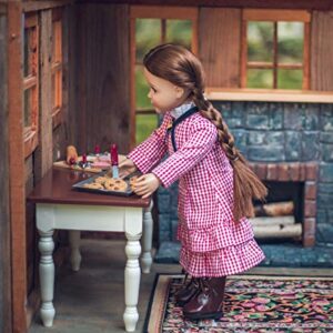 The Queen's Treasures 18 Inch Doll Clothes, Little House on The Prairie Authentic Laura Ingalls Red Check Dress Outfit, Compatible for Use with American Girl Dolls