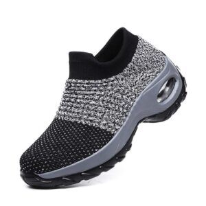 super soft women’s walking shoes ladies soft comfy sole sneakers sock shoes grey