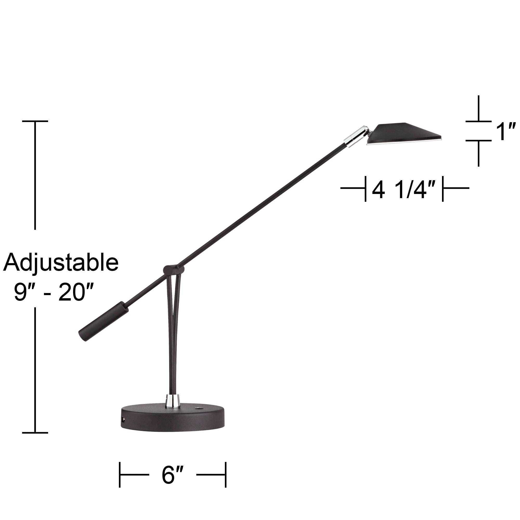 360 Lighting Arnie Modern Desk Lamp 20" High with USB Charging Port LED Satin Black Metal Adjustable Arm Decor for Living Room Bedroom House Bedside Nightstand Home Office Reading Family