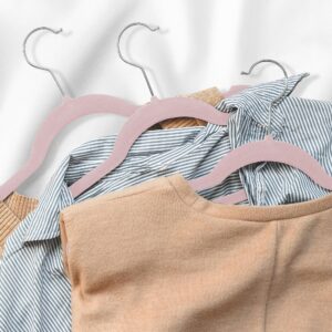 Casafield 50 Velvet Kid's Hangers - 14" Size for Children's Clothes - Light Pink