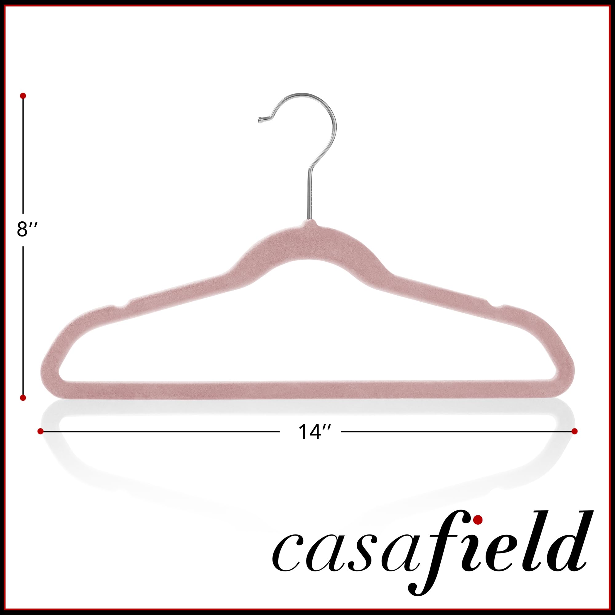 Casafield 50 Velvet Kid's Hangers - 14" Size for Children's Clothes - Light Pink