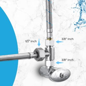 GenieBidet 3/8 X 3/8 X 1/2 Inch T-Connector for Bidet | Connect to 3/8 Water Supply at the wall Instead of 7/8 Toilet Tank Inlet | This Bidet T Connector uses 1/2 Water Supply to the Bidet