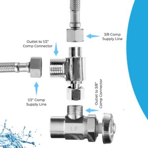 GenieBidet 3/8 X 3/8 X 1/2 Inch T-Connector for Bidet | Connect to 3/8 Water Supply at the wall Instead of 7/8 Toilet Tank Inlet | This Bidet T Connector uses 1/2 Water Supply to the Bidet