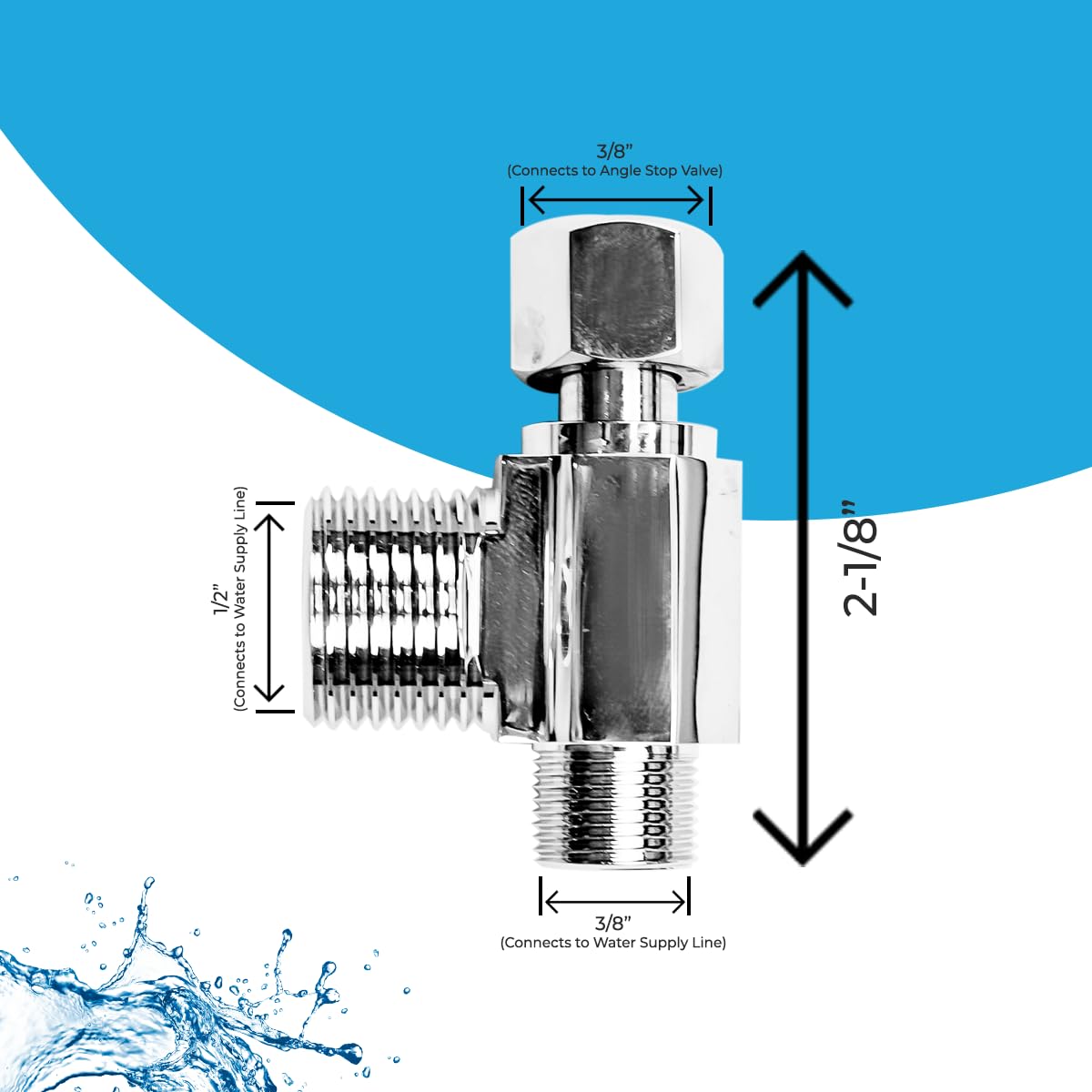 GenieBidet 3/8 X 3/8 X 1/2 Inch T-Connector for Bidet | Connect to 3/8 Water Supply at the wall Instead of 7/8 Toilet Tank Inlet | This Bidet T Connector uses 1/2 Water Supply to the Bidet