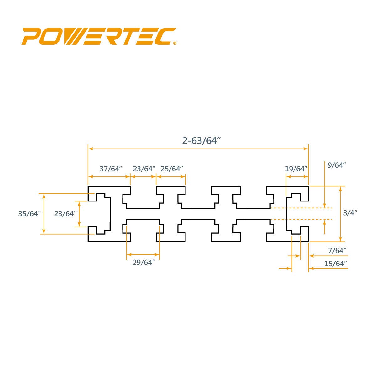 POWERTEC 71488 Multi T-Track Fence with Laser Measure Right to Left, 3” High x 24" Long Multi Track