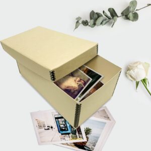 Lineco Photo Card Box, Museum-Quality Archival Storage, Acid-Free with Removable Lid, Bulk Storage for Negatives, Prints, Films, Photos, 4x6x12 Inches, Tan