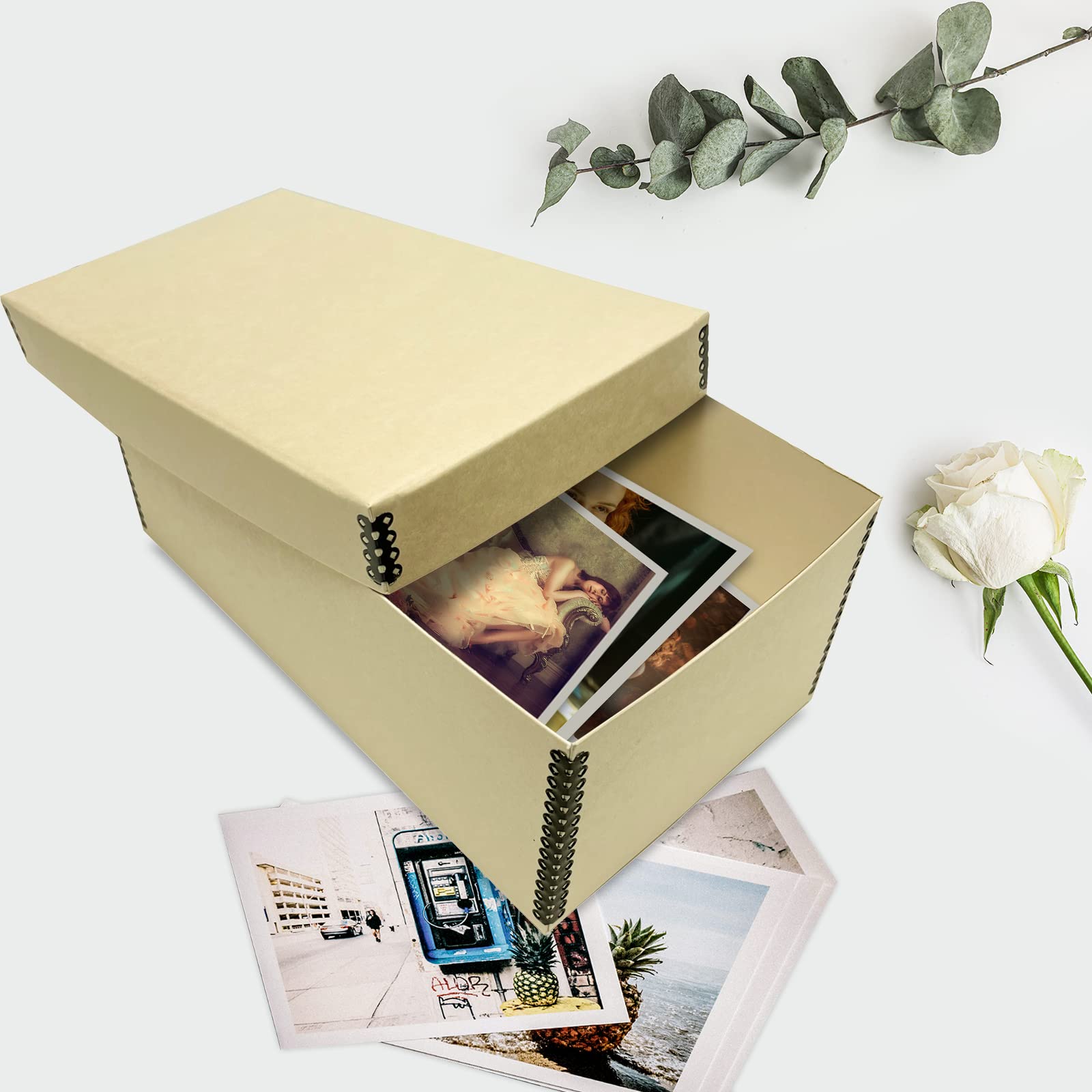 Lineco Photo Card Box, Museum-Quality Archival Storage, Acid-Free with Removable Lid, Bulk Storage for Negatives, Prints, Films, Photos, 4x6x12 Inches, Tan