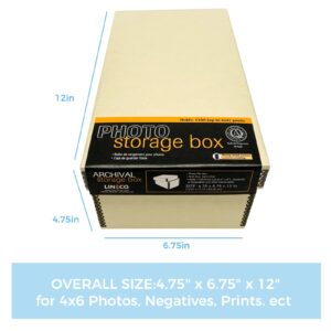 Lineco Photo Card Box, Museum-Quality Archival Storage, Acid-Free with Removable Lid, Bulk Storage for Negatives, Prints, Films, Photos, 4x6x12 Inches, Tan