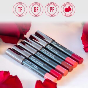 Mirabella Velvet Lip Crayon Lipstick and Lip Liner Pencil, Easy-to-Use Creamy, Smudgeproof, and Long-Lasting Matte Lipstick Liner Creates a Flawless Finish with Antioxidants Vitamin C and E, Forever