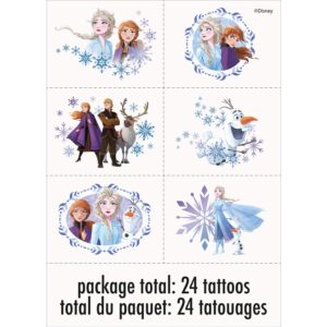 disney frozen 2 tattoos (pack of 24) - exclusive pattern collection - colorful & transferable, perfect for the next party magical adventure