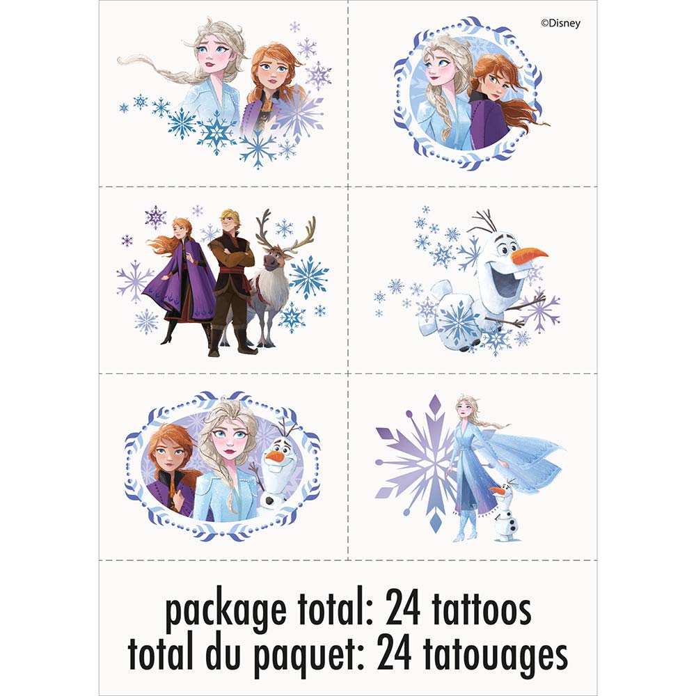 Disney Frozen 2 Tattoos (Pack of 24) - Exclusive Pattern Collection - Colorful & Transferable, Perfect for the Next Party Magical Adventure