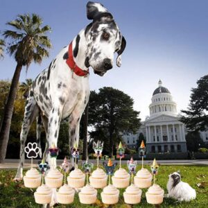 24 PCS Dog Face Cupcake Toppers Dog Cake Topper Puppy Birthday Garland Pet Theme Party Cake Decorations Supplies