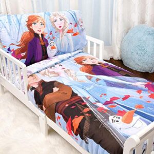 disney frozen ii 3 piece toddler bedding set for kids- comforter, fitted sheet and pillowcase