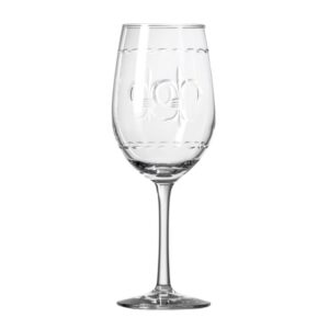 Rolf Glass Fleur De Lis White Wine Glass 12 ounce - Stemmed Wine Glasses Set of 4 – Lead-Free Glass - Diamond Wheel Engraved Wine Glasses - Made in the USA