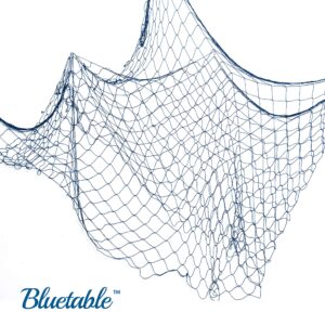Fish Net Decoration Party Decor – Blue Cotton Netting 48” x 144” Inches. Fishnet for Nautical Theme, Pirate Party, Hawaiian Party, Underwater, Beach, Ocean & Mermaid Party.