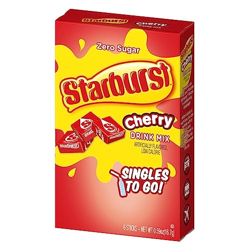 SINGLES TO GO! Starburst Variety pack 5 box, 5 flavor (Raspberry, Cherry, Fruit Punch, Strawberry and Lemon)