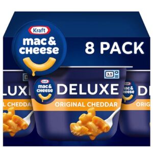 kraft deluxe original macaroni & cheese easy microwavable dinner (8 ct box, 2.39 oz cups)