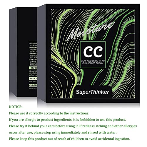 SuperThinker Air Cushion CC Cream Mushroom Head Foundation, Moisturizing BB Cream Makeup Long Lasting Matte Concealer (Natural)