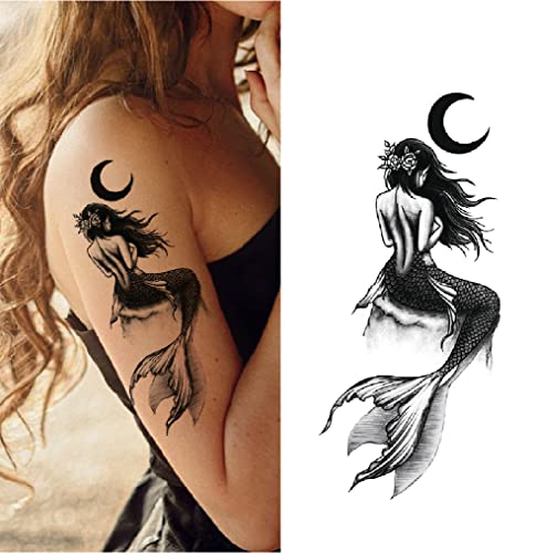 YAKAGO 13 Pieces Mermaid Temporary Tattoos For Women Girls Waterproof Fake Tattoo Stickers