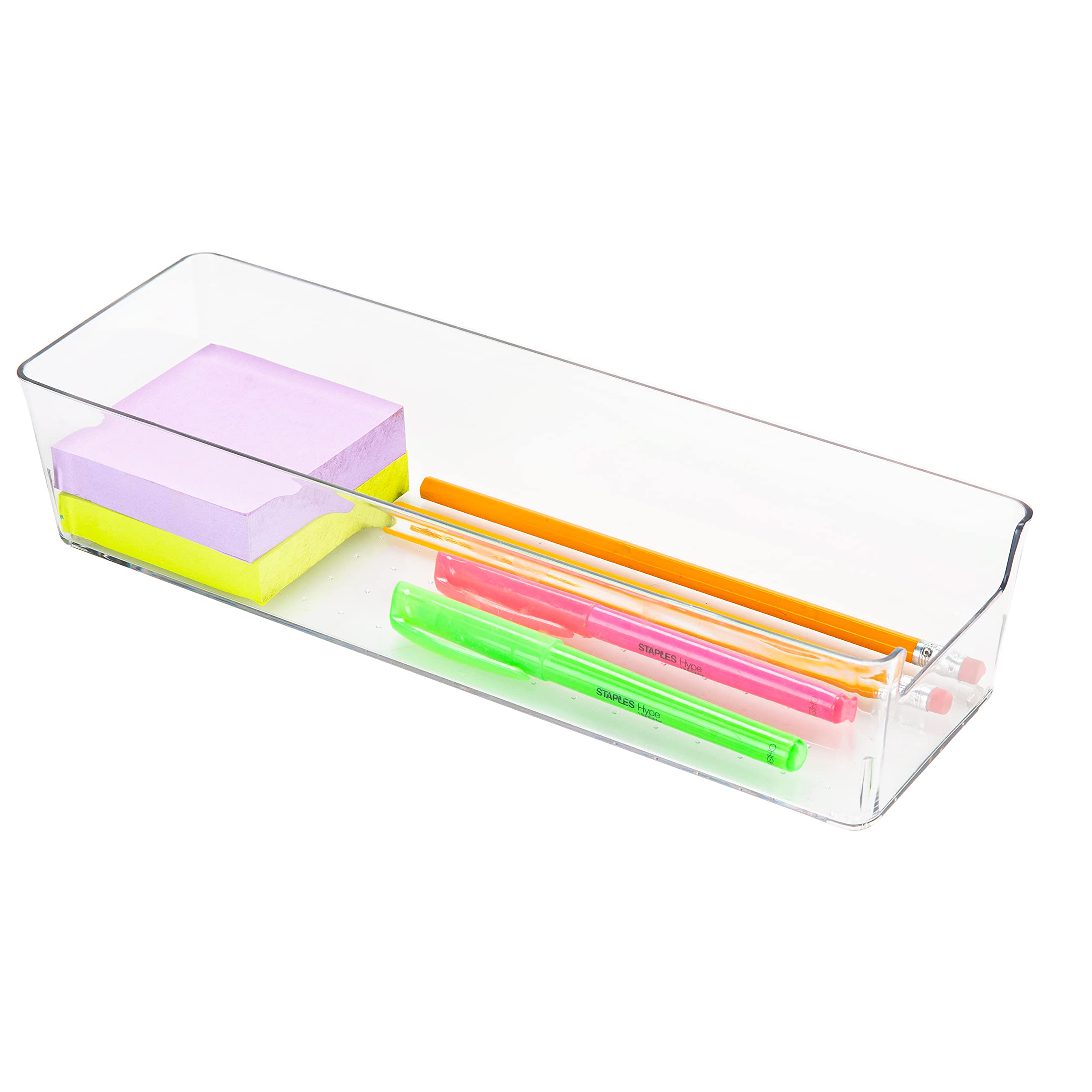 Simplify 2 Pack Medium Rectangular Drawer Organizer, Dimensions: 11.6" x 3.7" x 2.4", Multipurpose Drawer Organizer, Great for Home, Perfect for Small Desk Accessories, Jewelry, Cosmetics, Clear