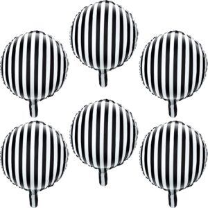 24 pieces black and white striped balloons 18 inch striped foil balloons black striped checkered balloons for halloween birthday baby shower addams family party decoration