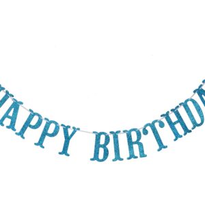 Shark Happy Birthday Banner and Shark Garlands, Ocean Beach Under The Sea Theme Party, Shark Party Supplies (Blue)