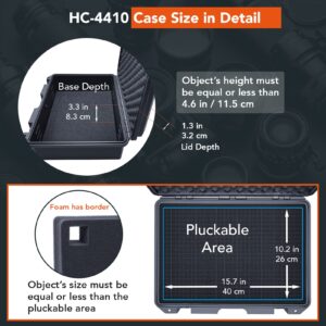 Lykus HC-4410 Waterproof Hard Case with Customizable Foam Insert, Interior Size 17.32x11.42x4.72 in, Suitable for Pistol, Laptop, Small Drone, Microphone, Action Camera, and More