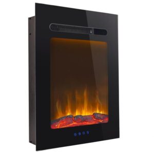 recpro rv fireplace 18" | recessed electric fireplace | glass with log view | includes remote | three different flame color options