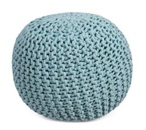 birdrock home round floor pouf ottoman | cotton braided foot stool | bedroom and living room home furniture | sage green