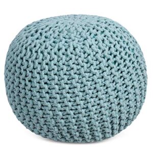 BIRDROCK HOME Round Floor Pouf Ottoman | Cotton Braided Foot Stool | Bedroom and Living Room Home Furniture | Sage Green