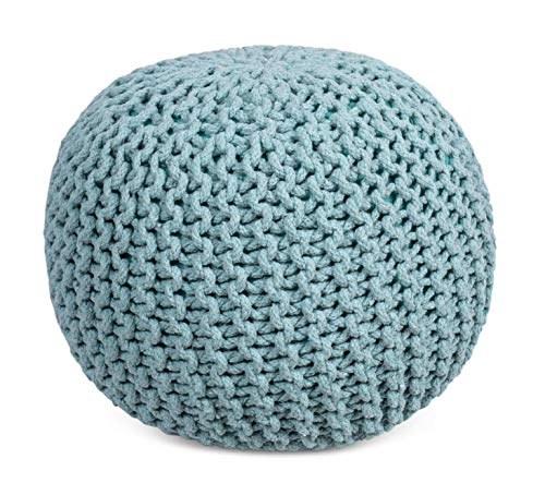 BIRDROCK HOME Round Floor Pouf Ottoman | Cotton Braided Foot Stool | Bedroom and Living Room Home Furniture | Sage Green