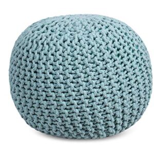 BIRDROCK HOME Round Floor Pouf Ottoman | Cotton Braided Foot Stool | Bedroom and Living Room Home Furniture | Sage Green