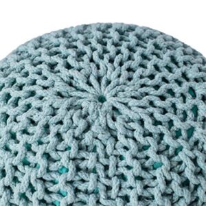 BIRDROCK HOME Round Floor Pouf Ottoman | Cotton Braided Foot Stool | Bedroom and Living Room Home Furniture | Sage Green