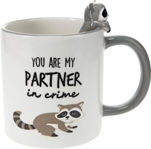 pavilion gift company you are my partner in crime - raccoon gray 17oz dolomite coffee cup mug