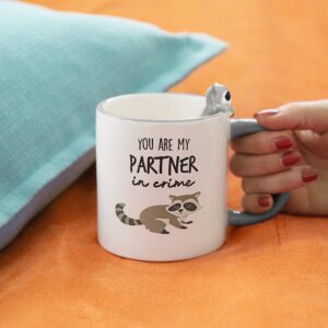 Pavilion Gift Company You Are My Partner In Crime - Raccoon Gray 17oz Dolomite Coffee Cup Mug