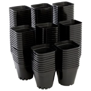 juvale 150-pack 2 inch plastic seedling pots for plants, small square starter nursery planters for starting seeds, flowers, succulents, propagating, indoor garden (black)