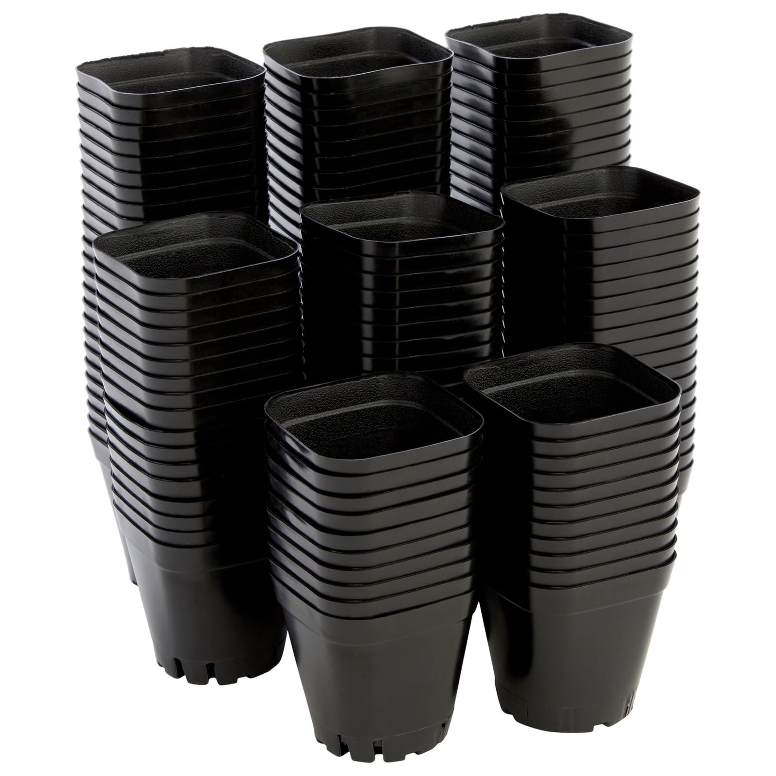 Juvale 150-Pack 2 Inch Plastic Seedling Pots for Plants, Small Square Starter Nursery Planters for Starting Seeds, Flowers, Succulents, Propagating, Indoor Garden (Black)