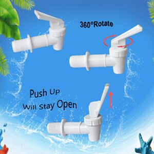 Replacement Cooler Faucet 2 White and 2 Blue Water Dispenser Tap Set. BPA Free Plastic Spigot..