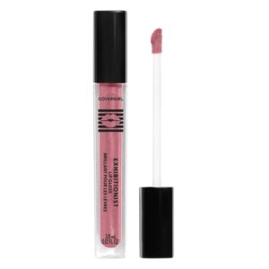 covergirl exhibitionist lip gloss, short change, high-glossy, cream, 0.99 fl oz, shiny pink lip gloss, moisturizing lip gloss, intense hydration, vibrant, luscious