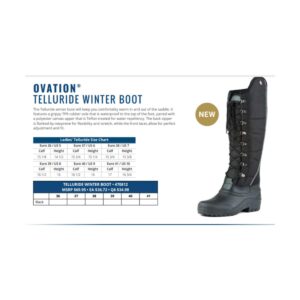 Ovation Women's Comfortable Durable Warm Water-Repellent Equestrian Horse Tall Telluride Winter Riding Boot, Black, 8