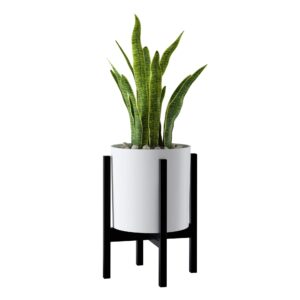 FaithLand Mid Century Plant Stand Indoor Outdoor (EXCLUDING 10" Plant Pot), Metal Planter Stand, Potted Plant Holder, Black, Hold Up to 10 Inch Planter - Fits Snake Plant - Upgraded Design.
