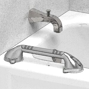 AmeriLuck 16.5inch Suction Bath Grab Bar with Indicators, Balance Assist Bathroom Shower Handle, Silver/Grey（Pack of 2）