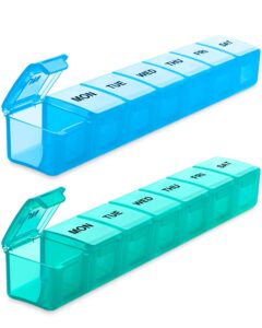bug hull pill organizer large 2 pack, extra large pill organizer, travel pill organizer, weekly pill organizer, large pill box, pill case, medicine organizer