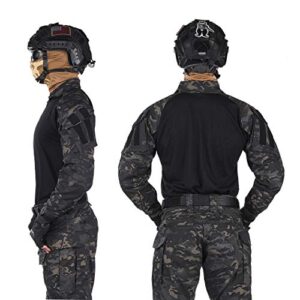 IDOGEAR Men G3 Assault Combat Uniform Set with Knee Pads Multi-camo Camouflage Tactical Airsoft Hunting Paintball Gear (Multi-camo Black, XX-Large)