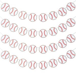 4 pieces baseball banner baseball paper garland for sports theme party decorations baby shower birthday photo prop