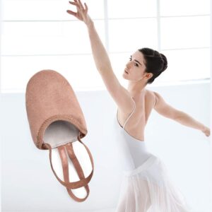 Stelle Half Soles Dance Shoes Women Men Canvas Lyrical Pirouette Ballet Shoes Turners Dance Shoes for Contemporary (Tan, 7.5/8.5)